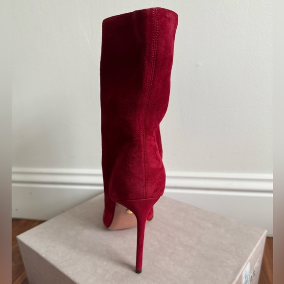 Aquazzura Women's Red Matignon Suede Stiletto Bootie Boot - Picture 8 of 9